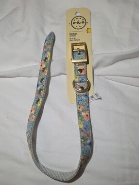 Bond & Co.  Watercolor Floral Dog Collar w Silver Buckle Size Medium 15-18 Inch